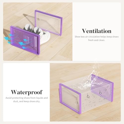 Kuject X-Large Shoe Storage Boxes 12 Pack, Clear Stackable Shoe Organizer - Image 5