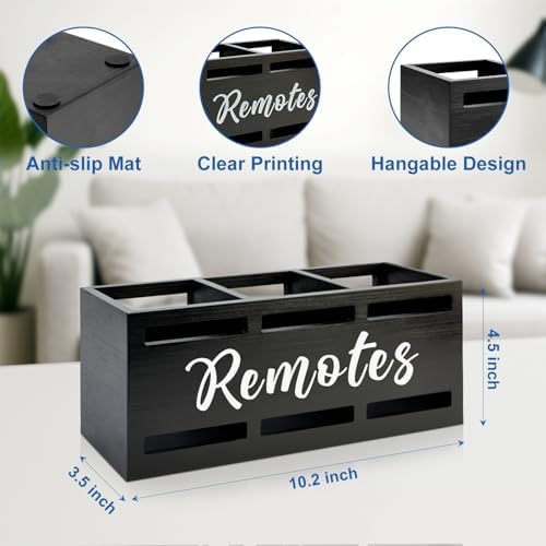 Wood Black TV Remote Organizer Wall Mount Remote Control Holders for Table - Image 3