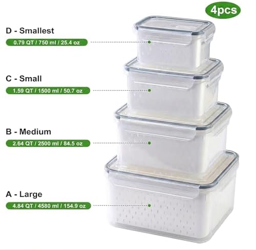 Fruit Storage Containers for Fridge with Removable Colander, Food Storage Containers with Lids, Dishwasher & Microwave Safe, Keep Berry Fruit Vegetable Meat Fresh Longer (Clear Body/Clear Lid) - Image 5