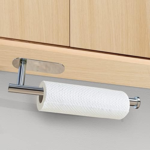DEKAVA Under Cabinet Wall Mount Paper Towel Holder, Self-Adhesive Bar, Stainless Steel 13 inch (Bright Silver, 1) - Image 2