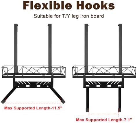 Ironing Board Hanger, Metal Over The Door or Wall Mounted Ironing Board Caddy, Ironing Board Storage Shelf with Adjustable Hooks for Laundry Room, Living Room, Bathroom (Matte Black) - Image 5