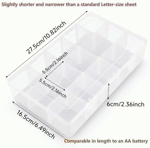 Umirokin 2 Pack 15 Grids Clear Plastic Organizer Box with Adjustable Dividers, Craft Storage Containers for Jewelry, Beads, Screws, Tackle Box, Washi Tapes, Small Parts Organizer for Arts and Crafts - Image 5