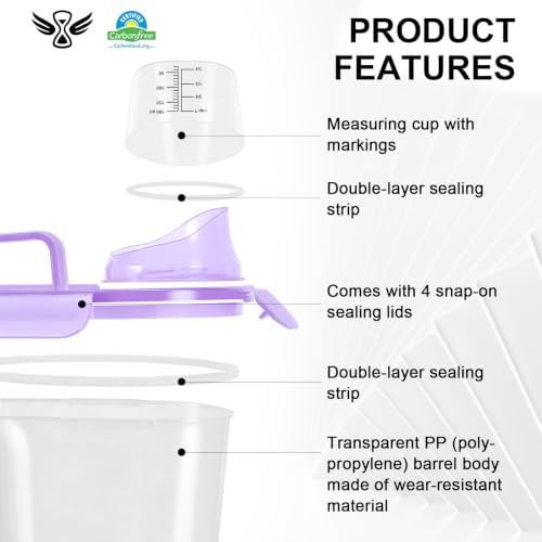 LEAWALK 5-7Lbs Airtight Dog Cat Pet Food Storage Container-Clear Purple - Image 3