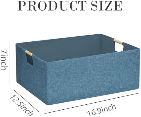 Foldable Storage Box with Handles | 16.9 Inch Collapsible Organizer for Clothes, Toys, Makeup | Sturdy Cardboard Frame & Washable Fabric | Space-Saving Home Decor 2Pack - Image 2