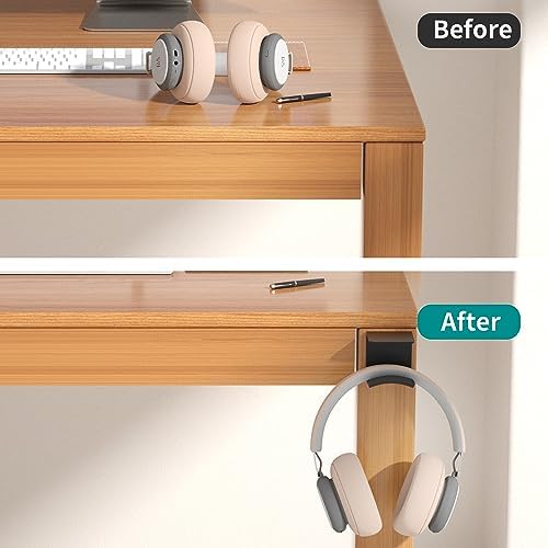 HomeMount Under Desk Headphone Hanger, Adhesive Hook, Black 2 Pack - Image 3