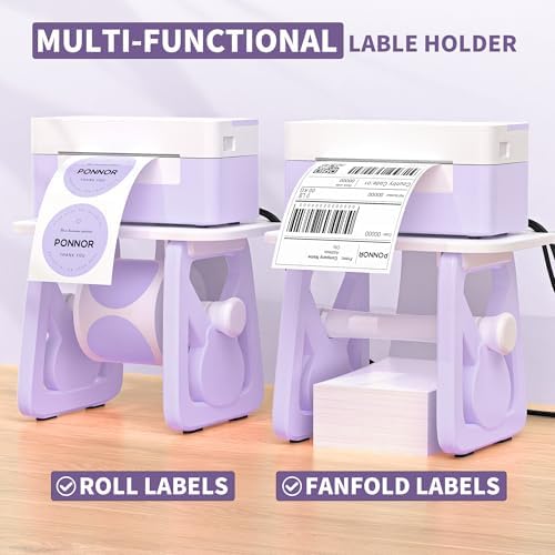 PONNOR Label Holder for Rolls and Fanfold Labels, Thermal Sticker for Desktop Printer, Fragile Stickers for Shipping, Label Stand Accessory Supplies for Home, DIY, Office, Small Business(Purple) - Image 6