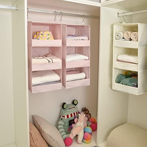 GRANNY SAYS 3-Shelf Hanging Closet Organizer, Foldable Storage, Pink - Image 5