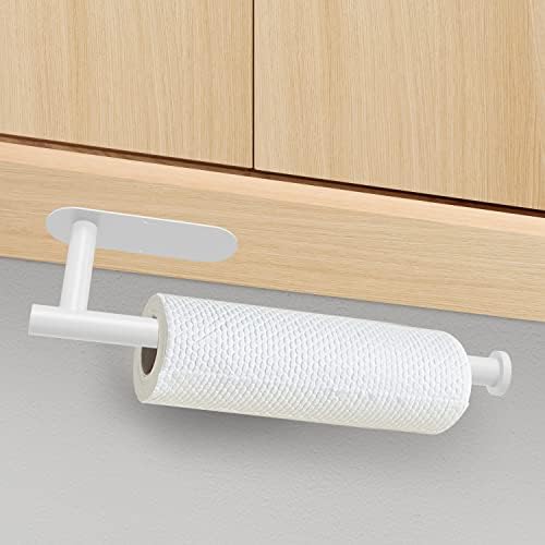 DEKAVA Under Cabinet Wall Mount Paper Towel Holder, Self-Adhesive Bar, Stainless Steel 13 inch (White, 1) - Image 2