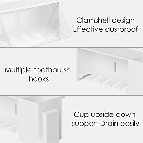 Linkidea 5-Slot Wall Mount Waterproof Toothbrush Holder for Bathroom, Plastic Organizer for Toothpaste, Compatible with Oral-B CrossAction, Colgate Renewal Manual Toothbrush (White) - Image 3