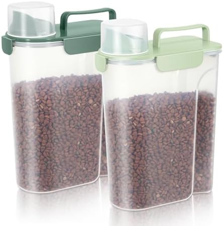 LEAWALK 5-7Lbs Airtight Dog Cat Food Storage Container (Green+Dark Green) by LEAWALK