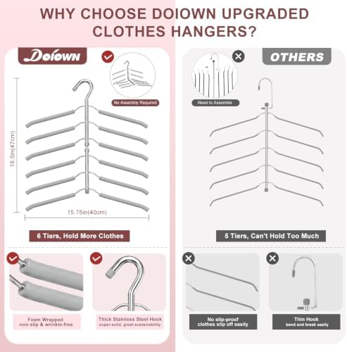 Space Saving Clothes Hangers,6 Tier Non Slip Shirt Hangers Closet Organizer - Image 5