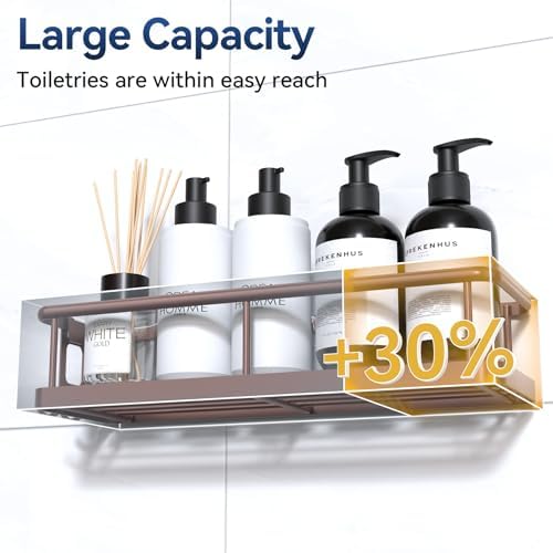 YASONIC Shower Caddy Adhesive, Rustproof Shower Organizer with Soap Holder, Large Capacity Shower Shelves for Inside Shower, No Drilling Bathroom Organizers and Storage for Home Decor（3 Pack Bronze） - Image 4