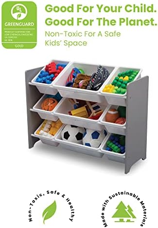 Delta Children MySize 9 Bin Plastic Toy Organizer - Greenguard Gold Certified, Grey & MySize Deluxe Toy Box - Greenguard Gold Certified, Grey - Image 4