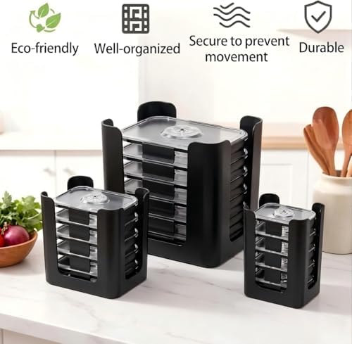 Black 3 Pack Food Container Lid Organizer for Rubbermaid Brilliance - Image 6