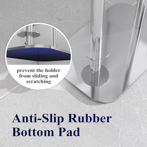 Kitsure Metal Toilet Paper Holder Free Standing, Medium, Silver - Image 4