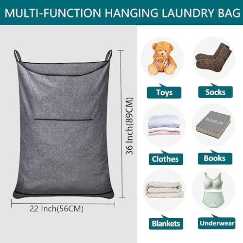 Hanging Laundry Hamper,Door Hanging Hamper with Width Opening for Bathroom,Dorm, Home. - Image 2