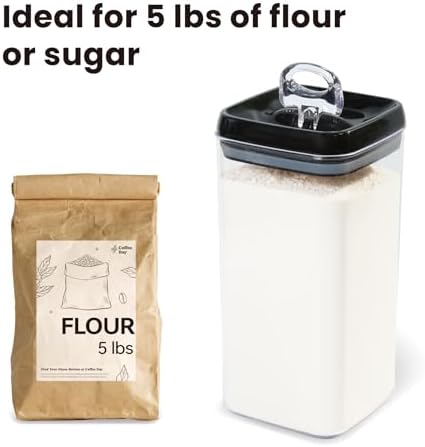 Felli Flip Tite Acrylic Food Storage Container with Lid 6” XL Air Tight Ring Seal Flip Lock, Plastic Kitchen Baking Canister for 5 lb Flour Sugar Rice Protein Powder Pantry Organizer (Nest-L Black) - Image 3