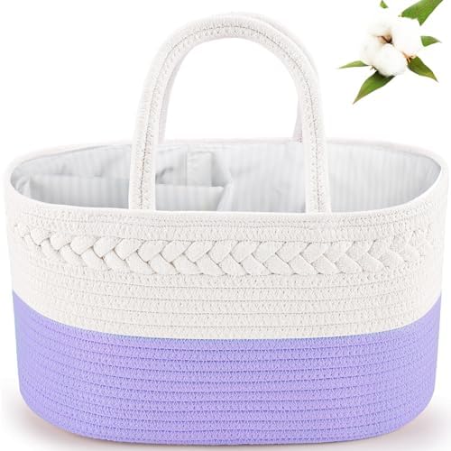 ABenkle Baby Diaper Caddy Organizer, Cotton Rope Nursery Storage Basket by ABenkle
