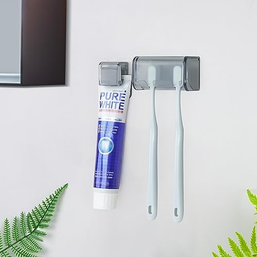 Toothbrush Holder Wall Mounted with Cover for Bathroom, 2 Slots Toothbrush Storage Organizer for Shower, Self Adhesive Toothbrush Hanger with Toothpaste Clip - Image 5