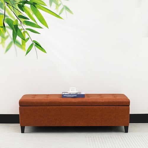 Joveco 51 Inch Storage Bench,Leather Tufted Storage Ottoman with Legs - Image 3