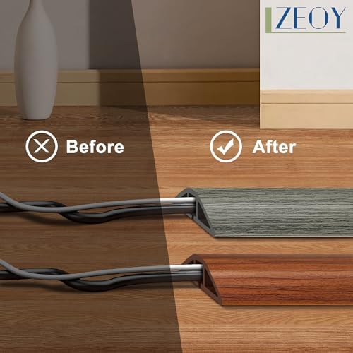 Floor Cord Cover 4FT, White Maple Wood Cord Hider Floor, PVC Cord Protector Floor, Hide Extension Floor Wire Covers for Cords, Organizer Wires Floor Cable Cover, Cable Cavity: 0.47" (W) x 0.24" (H) - Image 4