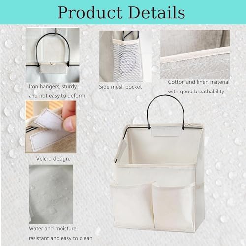 Wall Hanging Storage Bag,Wall Hanging Organizer Bags with Pockets, Wall Organizer Storage for Dormitory Bathroom Bedroom Kitchen (White 1) - Image 3