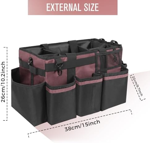 SCAVATA Wearable Cleaning Caddy, Cleaning Caddy Supplies Organizer with Handle & Shoulder Straps for Housekeepers, Under Sink & Car Cleaning Tool Organizers Bag with 4 Foldable Divider (LotusPink) - Image 5