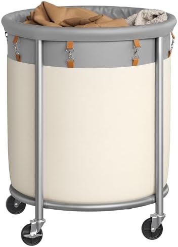 SONGMICS Laundry Basket with Wheels, 190 L, Steel Frame, Removable Bag by SONGMICSbySONGMICSHOME