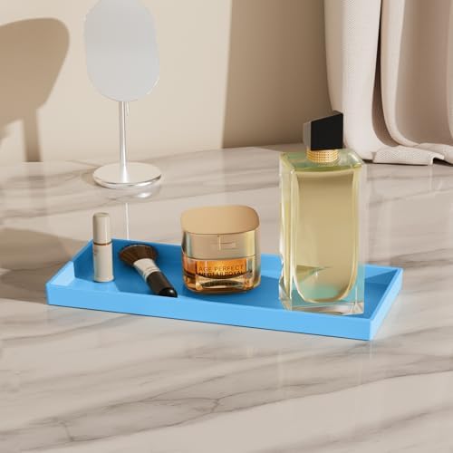 Vanity and Bathroom Tray, 11.8" ABS Countertop Organizer,Waterproof Vanity Tray for Toilet Tank,Perfume,Soap,Keys,Bathroom Accessories,Kitchen and Bath Trays,Non Slip Small Trays,Blue - Image 3
