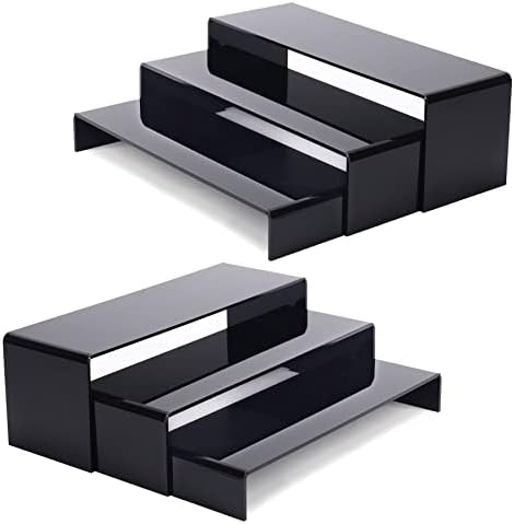 ANDGOO 6Pcs Black Large Acrylic Risers, 2 Set(11.2”L-11.6”L-12”L) by ANDGOO