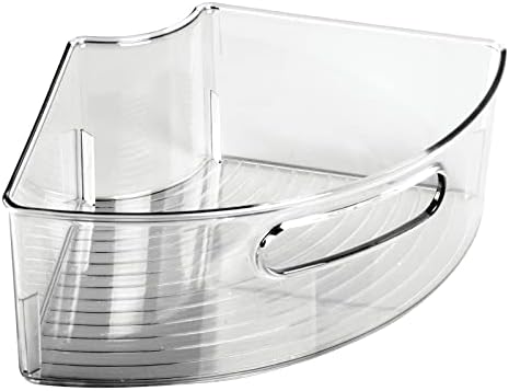 mDesign Plastic Lazy Susan Cabinet Storage Bin with Front Handle for Kitchen Countertop, Pantry, Shelf, Fridge Organization - Hold Food, Drinks, Snacks - Ligne Collection - Smoke Gray Tint - Image 6