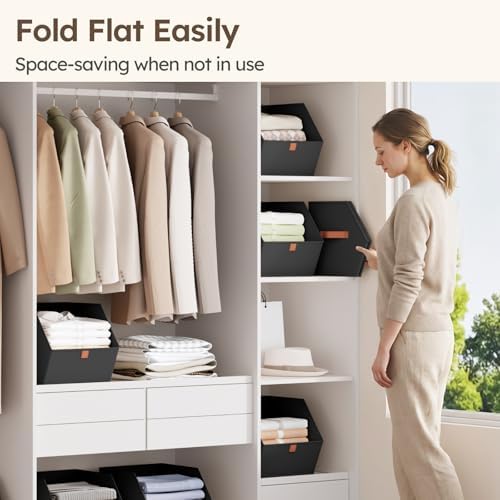Homsorout Fabric Closet Storage Cubes - 6 Pack Square Storage Bins with Dual Handles for Clothes, Towels, Toys, Cube Storage Organizers for Bedroom, Nursery, Shelves, Closet, Small Spaces, Black - Image 5