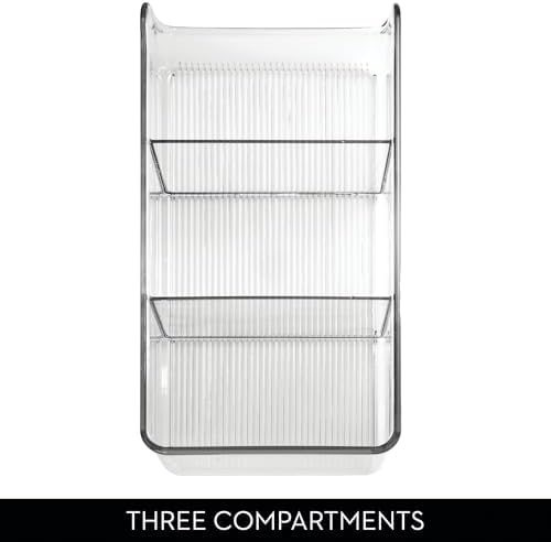 iDesign Stackable 3-Section Divided Storage Bin, Clear - Image 5