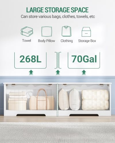 Hzuaneri 59 inches Farmhouse Storage Chest | 70 Gal | Pure White - Image 4