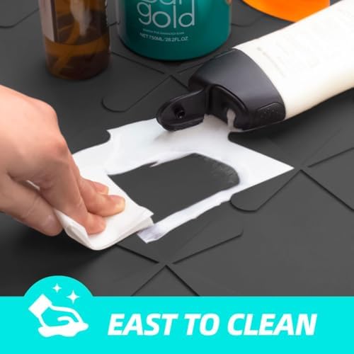 SIKADEER Waterproof Under Sink Mat 34" x 19" Cabinet Protector Silicone Mat - Image 6