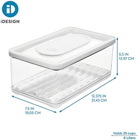 iDesign Large Fridge Produce Bin, Clear/White - Image 5