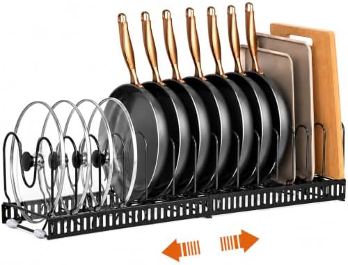 Pots and Pans Organizer Rack,Expandable Pot Lid Holder for Kitchen Cabinet by TIVMIK
