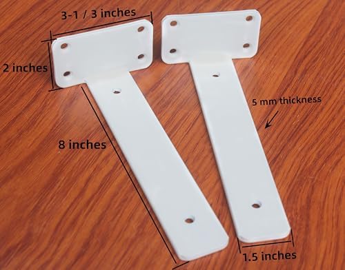 6 Pack - 8 inch White Hidden L Shelf Bracket (1/5 Inch Thicked) Iron Floating Shelf Brackets Rustic Industrial Metal Brackets for Shelf Support - Image 2