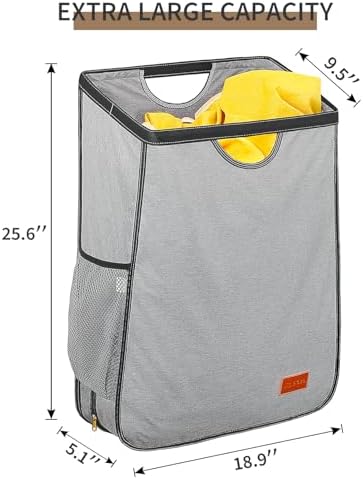 Ligereza Hanging Laundry Hamper Bag is Suitabled for Any Door- Large Capacity Hanging Laundry Basket Won't Scratch the Door Paint -Over the Door Laundry Hamper with Big Metal Rim Opening - Image 3