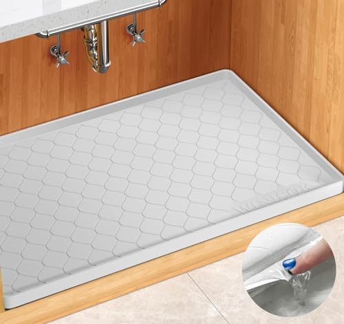 Winisok Waterproof Under Sink Mat 22" x 19", Silicone Mat, White by Winisok