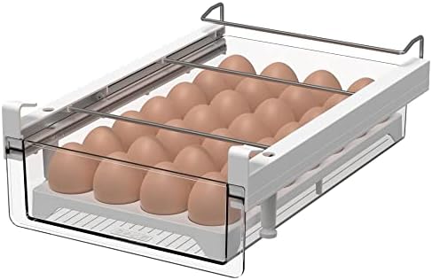 vacane Fridge 28 Egg Drawer Pull Out,Clear Egg Holder Tray for Refrigerator With Handle, Refrigerator Organizer Bins Heavy Duty-L With Egg Tray by vacane