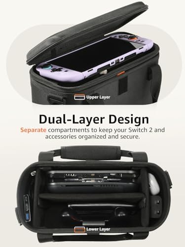 ACAQAUI All-in-One Carrying Case Only Compatible with Nintendo Switch 2, 2-in-1 Design — Heavy-Duty & Shockproof Travel Bag for Full System, Detachable Slim Case for Daily Use, Built-in Charging Port - Image 4