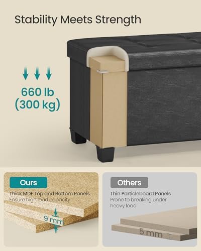 SONGMICS Storage Ottoman Bench with Legs, Flipping Lid, 43.3 Inches - Image 5