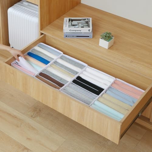 Qozary 4 Pack Drawer Organizers for Clothing, 8 Grids Foldable Closet Organizers and Storage Bins for Bedroom, Dresser Organizer Boxes for Thin T-shirts, Tank Tops - Image 4
