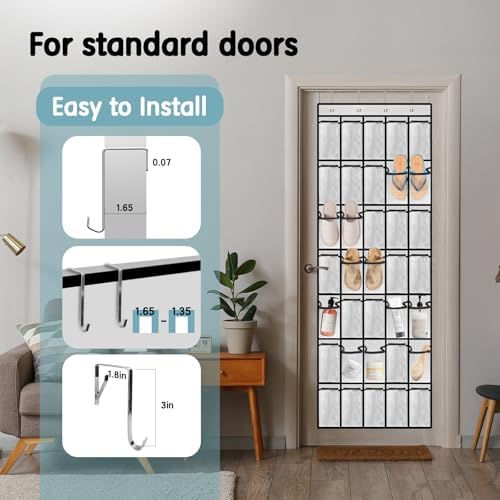 Kotkn 35 Compartment Over The Door Storage - Breathable Mesh Hanging Organizer with Large Pockets, Space Saving Design for Men & Women's Footwear, Closet, Bedroom （White） - Image 6