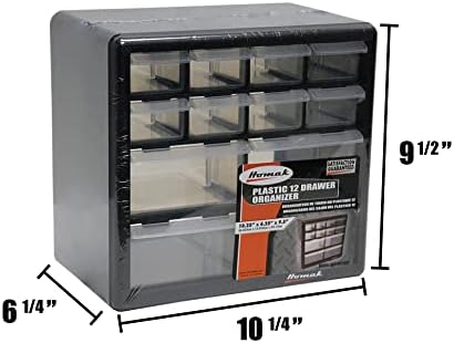Homak 12-Drawer Parts Organizer, Black, HA01012001 - Image 3