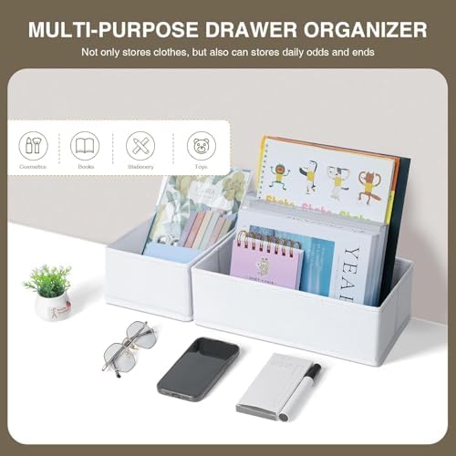 DIMJ Drawer Organizers - Set of 8 Fabric Closet Organizers and Storage, Drawer Dividers for Baby Clothes, Socks, Belt, Tie (Pink) - Image 3
