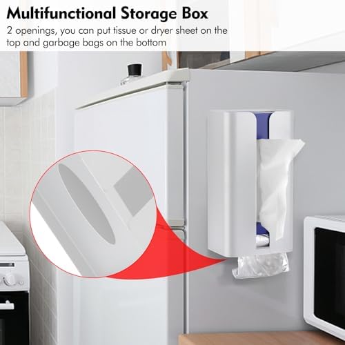 Magnetic Laundry Dryer Sheet Dispenser, Tissue Holder, Garbage Bag Dispenser for Fridge, Kitchen, Laundry (White) - Image 3