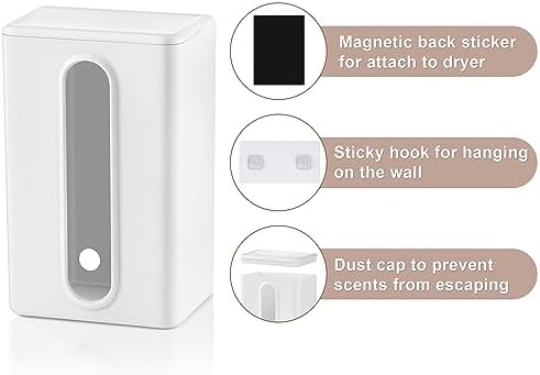 SUBEKYU Magnetic Dryer Sheet Holder Container Dispenser,Plastic,Cream White - Image 3