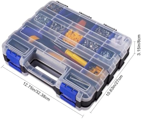 AIDY-PRO Small Parts Organizer Box Storage Case Tools Box Organizer Double Side 34 Compartments Hardware Organizers with Removable Plastic Dividers for Screws Nuts Nails Bolts, 2 Pack - Image 6